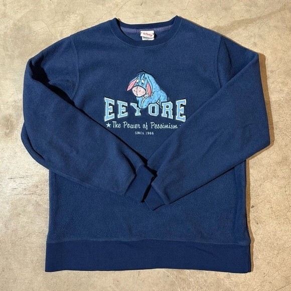 Disney Eeyore Fleece Crewneck Sweater Sweatshirt Size Small - Picture 1 of 7